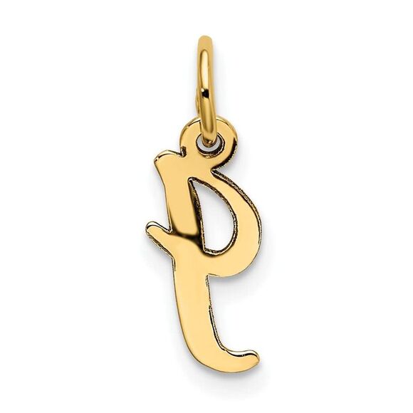 10k Yellow Gold Small Script Initial I Charm - Picture 8 of 8